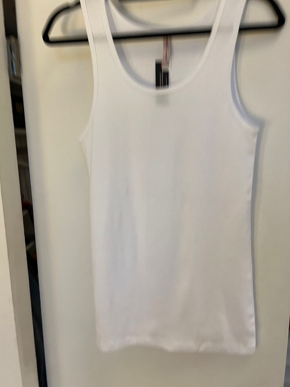 NWT Fairlie Curved White Cotton Scoop Neck Tank Top Large Full Bust